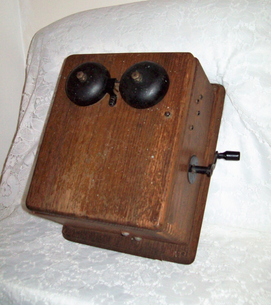 Antique Wooden Wall Telephone Hand Crank Phone Ringer Gen Bell Etsy