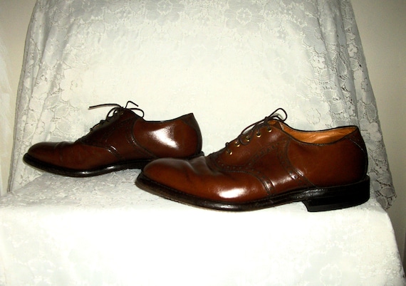 Vintage Brown Leather Aristocraft Saddle Oxfords … - image 2