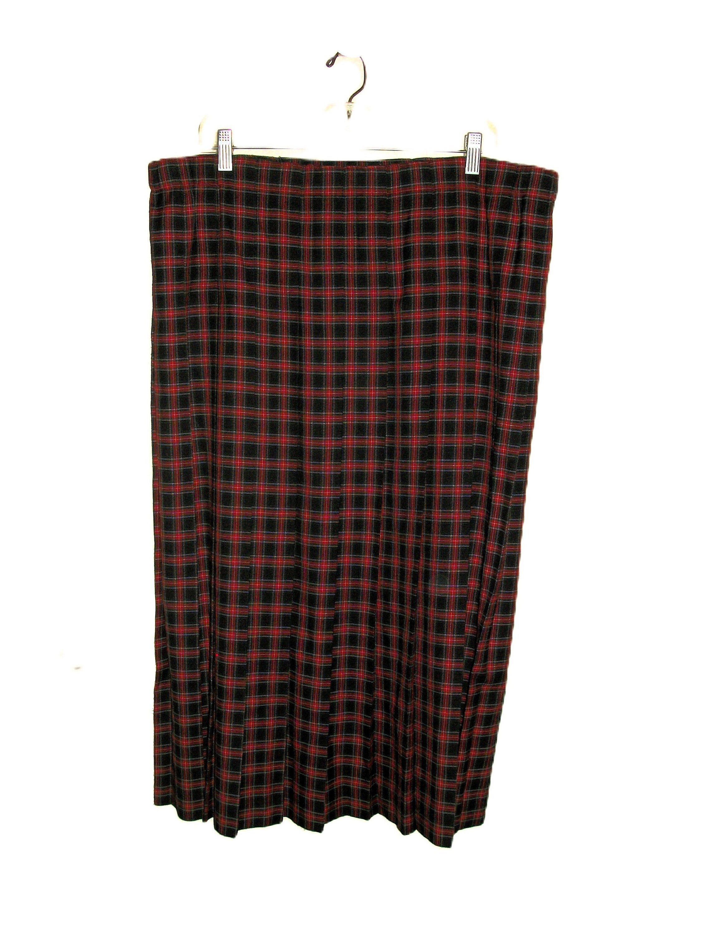 Ensemble Vintage Good Times - Taille 14, Haut Et Jupe Rouge à Motifs Carrés Noirs, Manches Longues, Style Rétro Années 70/80.