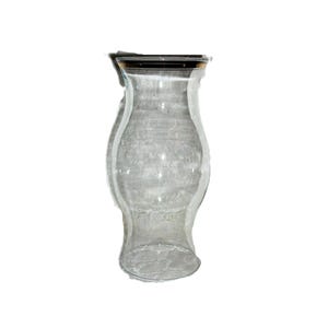 Vintage Clear Glass Hurricane Shade w Gold Metallic Gilt Trim on Top Candle Globe Replacement Light Lamp Shade Only 8 USD