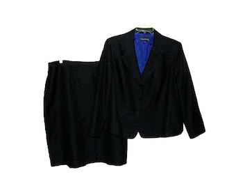 Vintage Black & Purple Skirt Suit Evan Picone Size 20 Dark Academia Only 15 USD