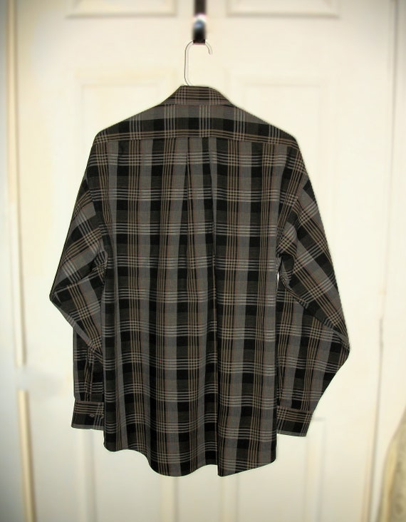 Vintage Gray & Black Plaid Long Sleeve Shirt Poin… - image 10