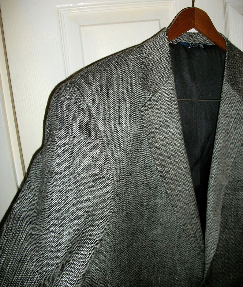 Vintage Men's Tweed Blazer Black & White SILK Herringbone - Etsy