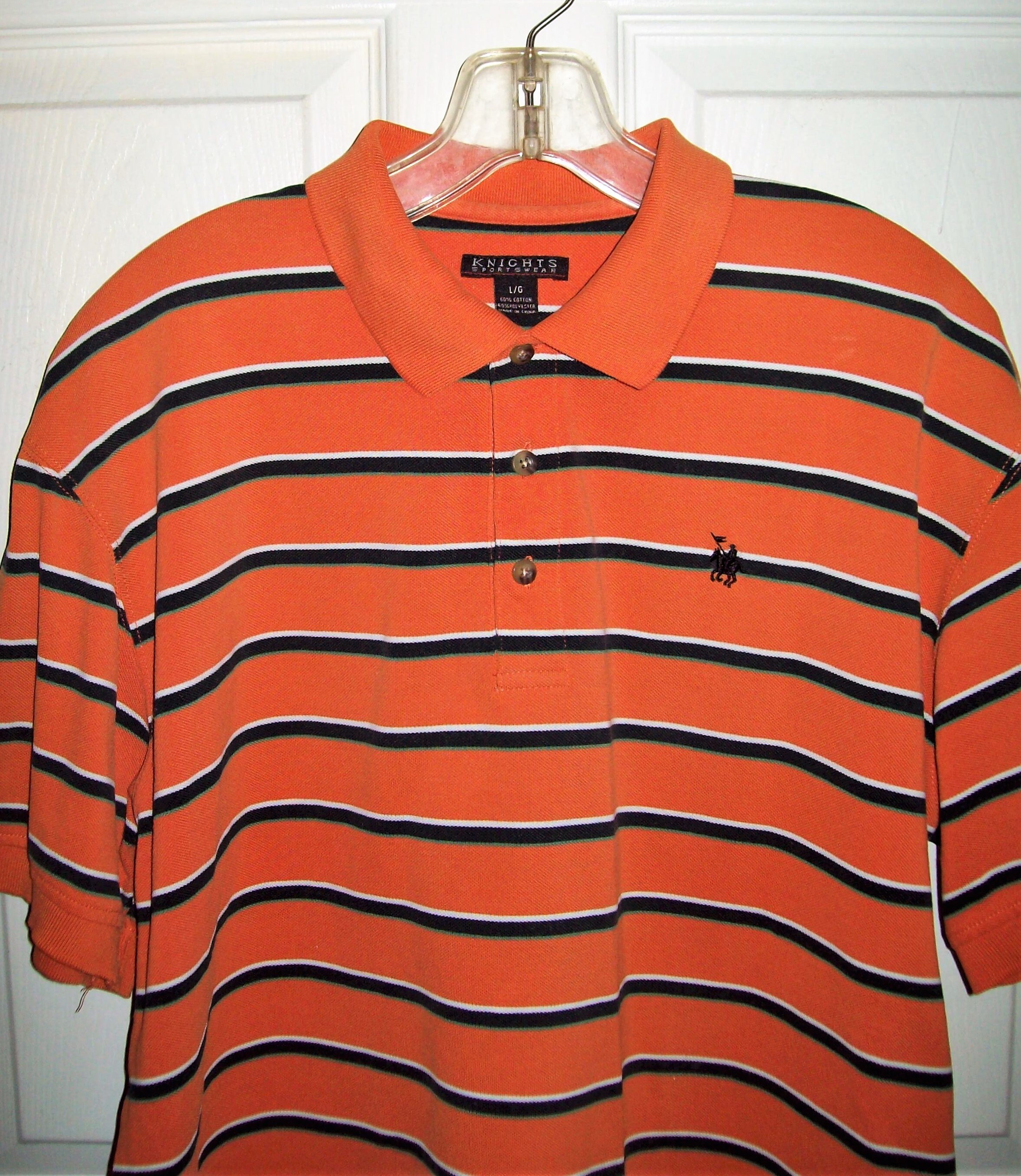 Vintage Mens Orange & Black Stripe Polo Golf Shirt by Knights Etsy