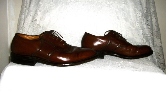 Vintage Brown Leather Aristocraft Saddle Oxfords … - image 5