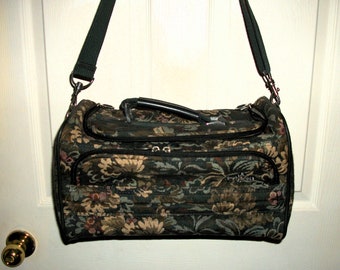 Vintage Tapestry Overnight Zip Top Train Case Shoulder Bag Weekender Luggage by Atlantic 1919 Victorian Steampunk Only 20 USD