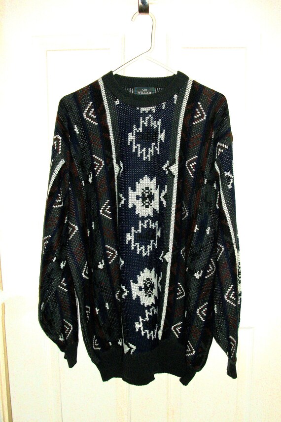 Vintage SWEATER Multi Color Crew Neck Knitted Pull