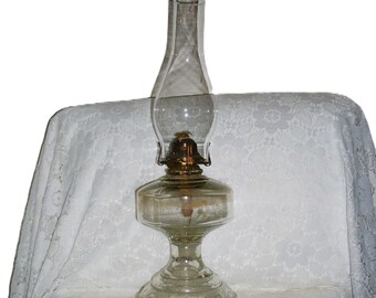 Antique Victorian Edwardian Oil Lamp Scovill Queen Anne Brass Burner EAPG Only 40 USD