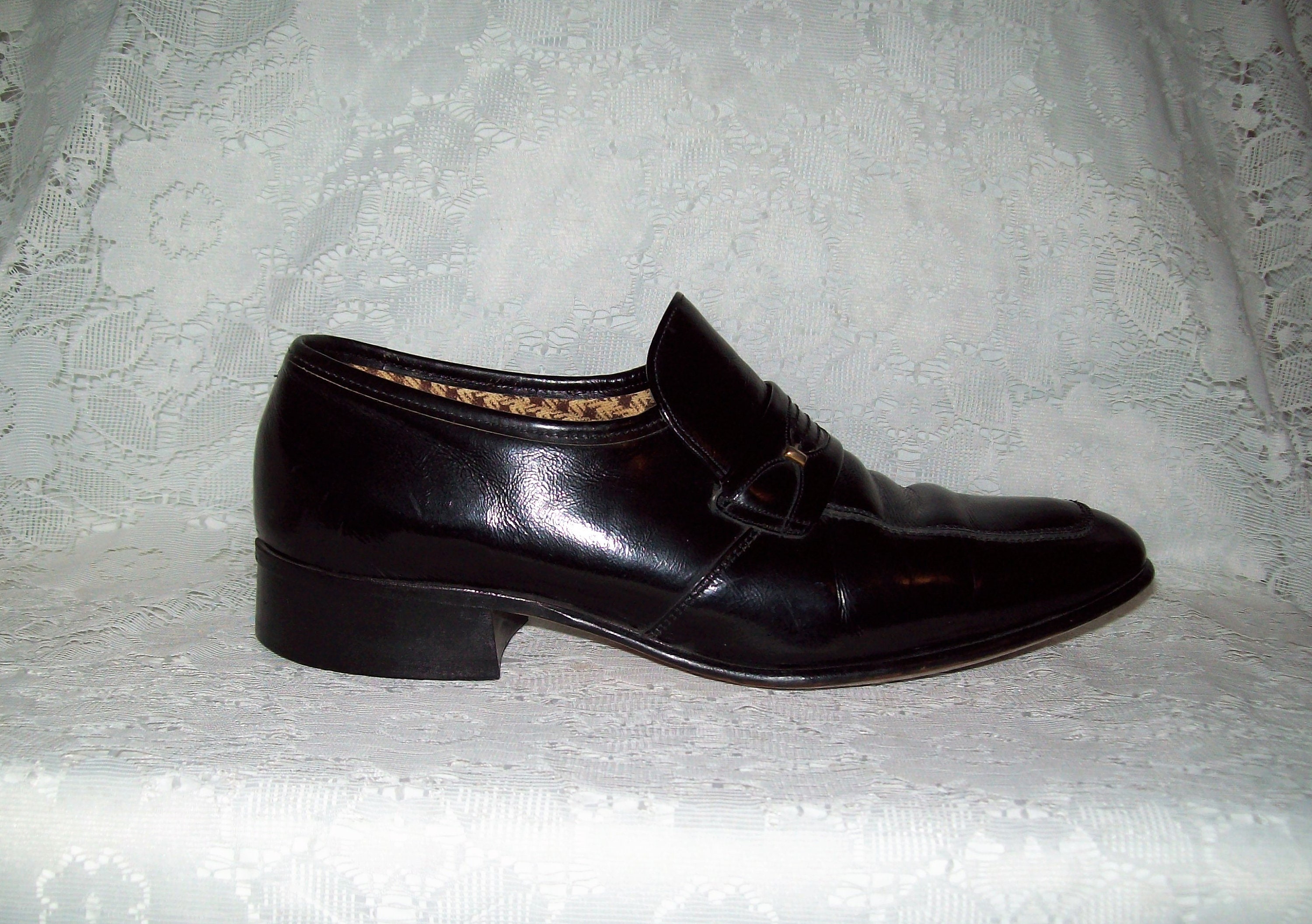 Vintage 1960s Men's Black Leather Slip Ons Loafers Light | Etsy