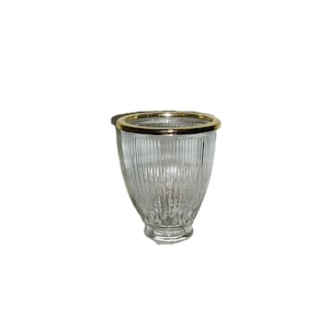 Vintage Bell Shaped Ridged Glass Shade Brass Trimmed Fan Light Replacement Globe Sconces 5&quot; Tall w/ 2&quot; Fitter just 8 USD
