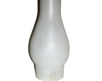 Vintage Frosted Glass Chimney Replacement Globe Oil Lamp Shade 8 1/2" Tall Only 6 USD