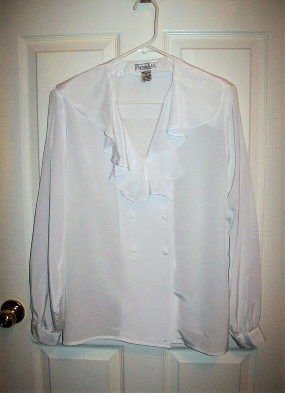 Vintage 1950s Off White Cream Long Sleeve Blouse 23 Buttons Vintage 1950s Off White Cream Long Sleeve Blouse 23 Buttons