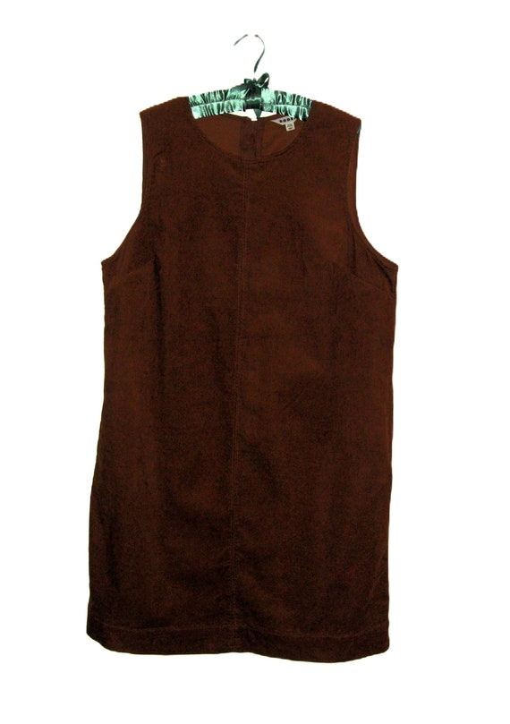 Vintage Brown Corduroy Jumper Sleeveless Dress Sid