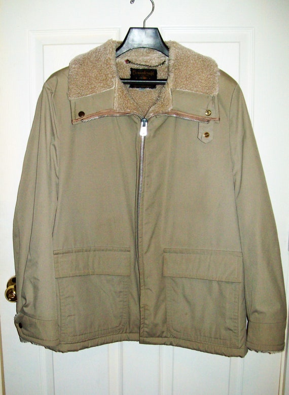 Vintage 1970s Mens Beige Coat Sherpa Faux Fur Lined Overcoat | Etsy