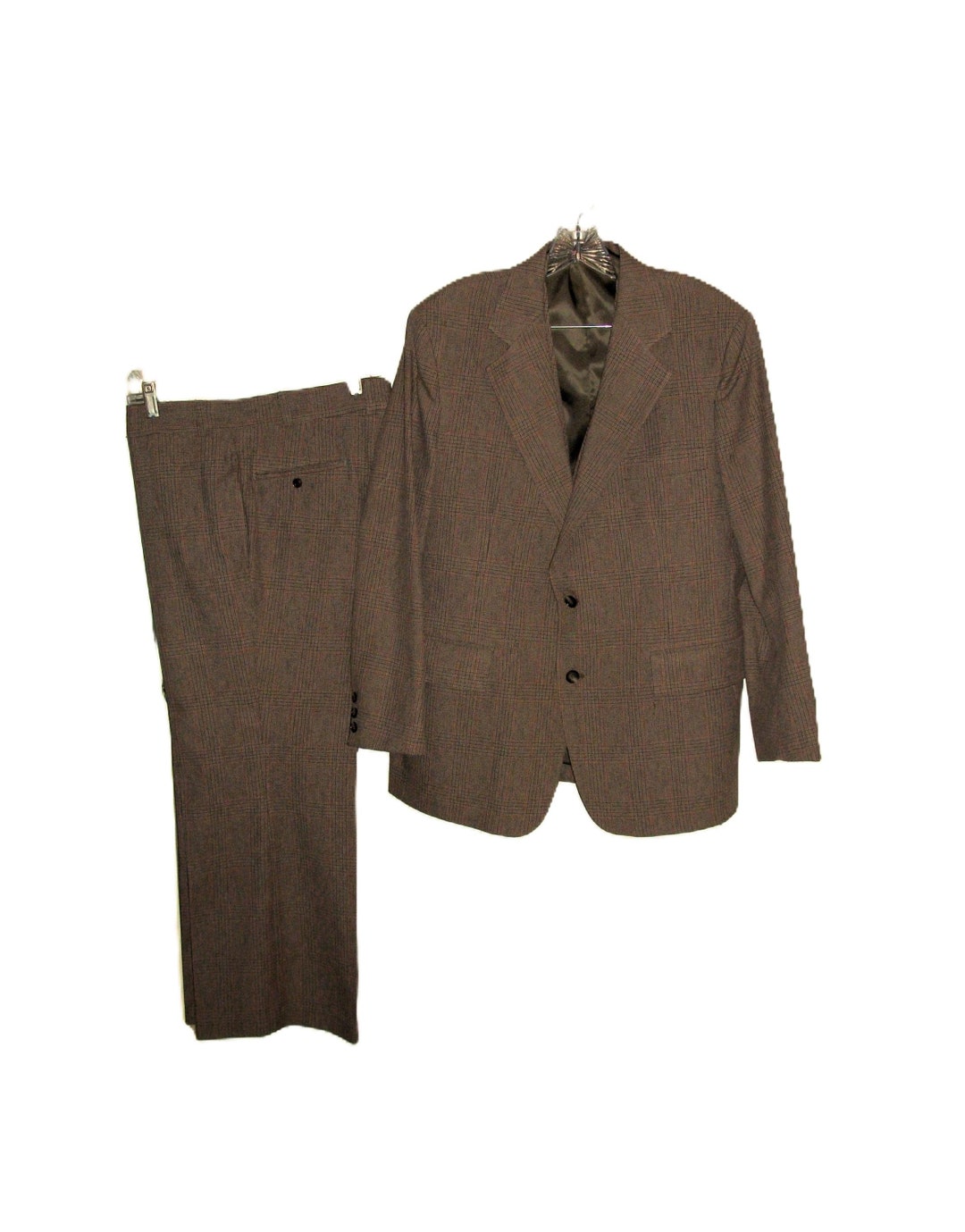 Men's Dark Green Plaid 3 Piece Suit – Checkered Suit Set for Wedding, Windowpane Tartan Fabric - Ultra Slim Fit