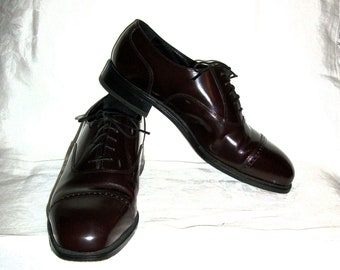 Vintage Burgundy Oxblood Leather Oxfords by Florsheim Shoe Men's Size 10 D Only 18 USD