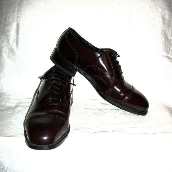 Vintage Burgundy Oxblood Leather Oxfords by Florsheim Shoe Men's Size 10 D Only 18 USD