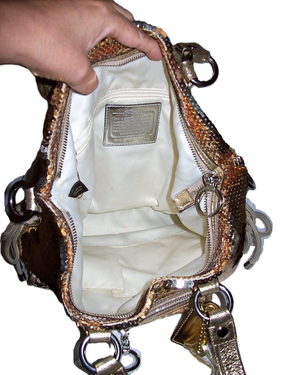 Vintage COACH Gold Sequins Shoulder Bag Poppy Spotlight Purse Only
