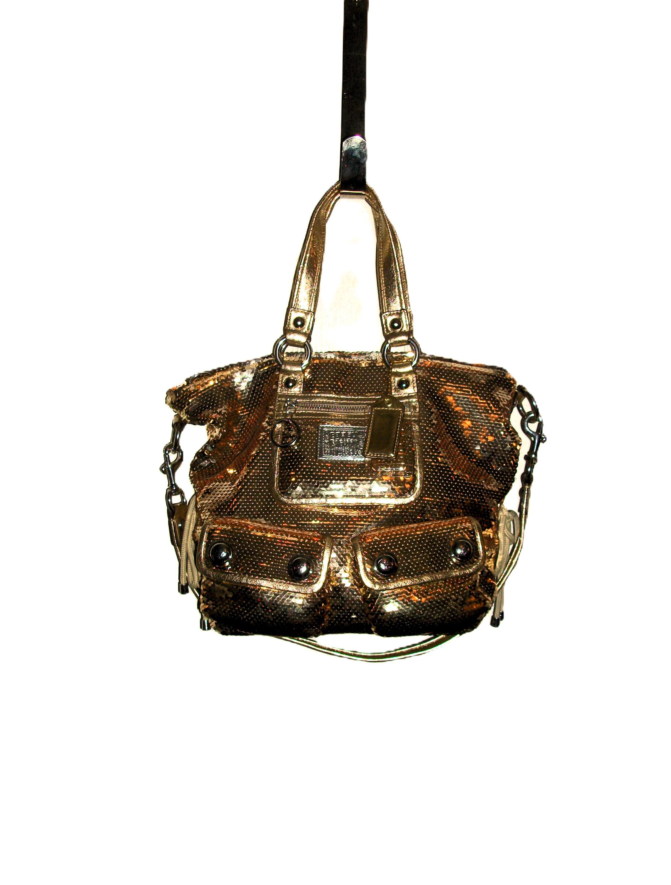 Vintage COACH Gold Sequins Shoulder Bag Poppy Spotlight Purse Only