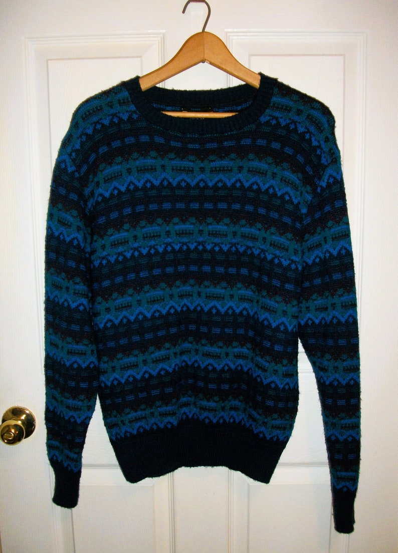 Vintage Blue Multi Color Pullover Sweater by Reed St James - Etsy
