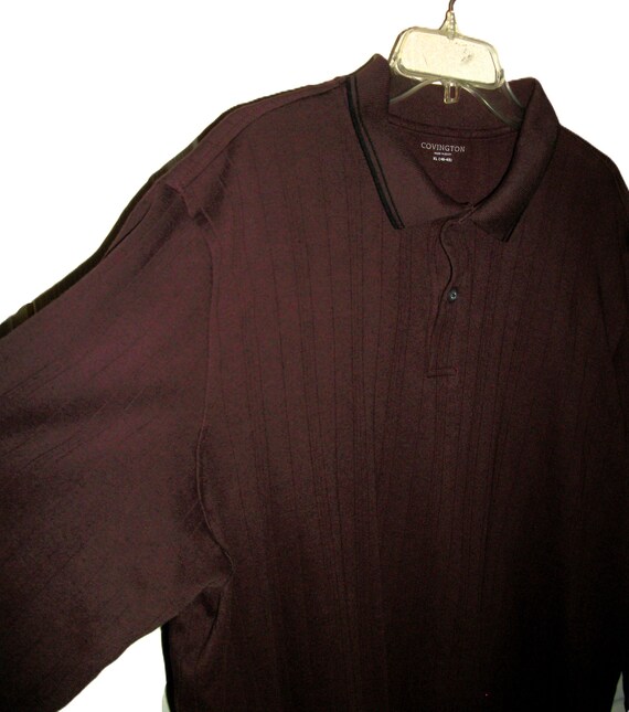 Vintage Burgundy Wine Rugby Shirt Long Sleeve Pul… - image 3