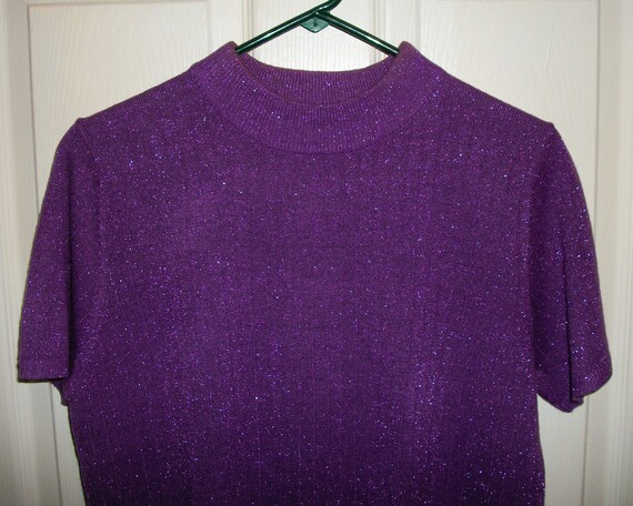 Vintage Ladies Purple Metallic Pullover 