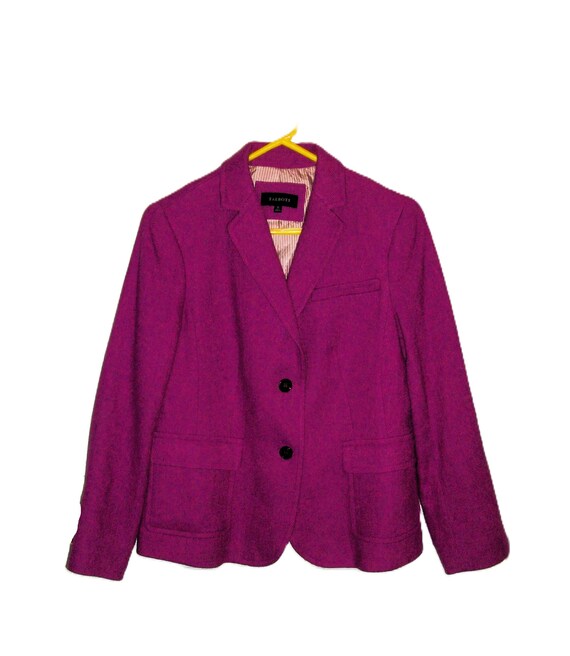 Vintage Pink Fuchsia Houndstooth Wool Blazer by Ta