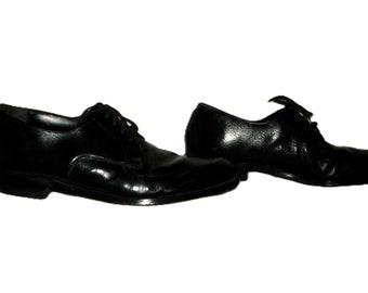 Vintage Black Leather Oxfords Lace Up Shoes by Nunn Bush Men's Size 9 E Only 15 USD