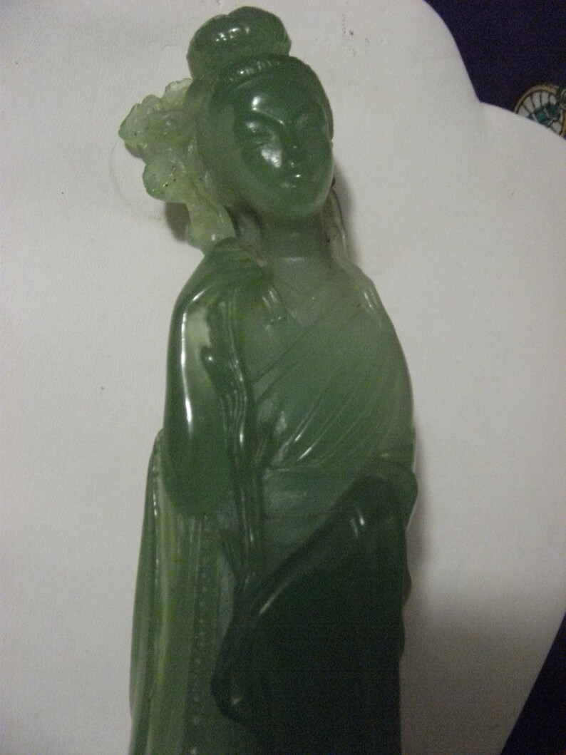 Vintage Jade/Jadeite Oriental Geisha Statue Figurine marked Etsy