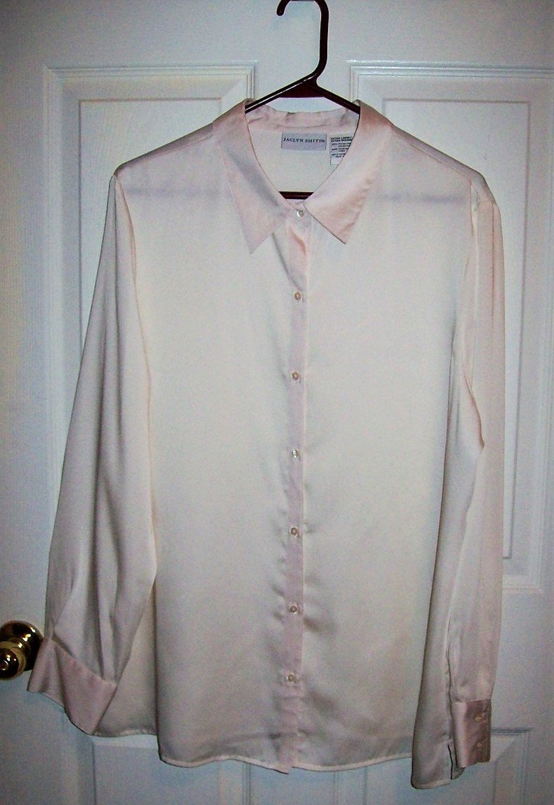 Vintage Cream Off White Button Down Blouse Long Sleeve Top by Jaclyn Smith Extra Large Only 6 USD