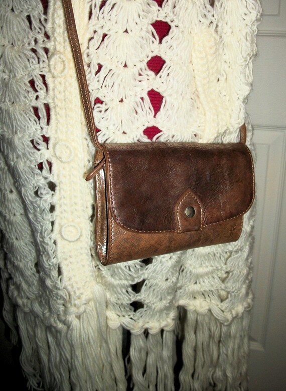 Vintage Leather Crossbody Shoulder Bag Purse by F… - image 6