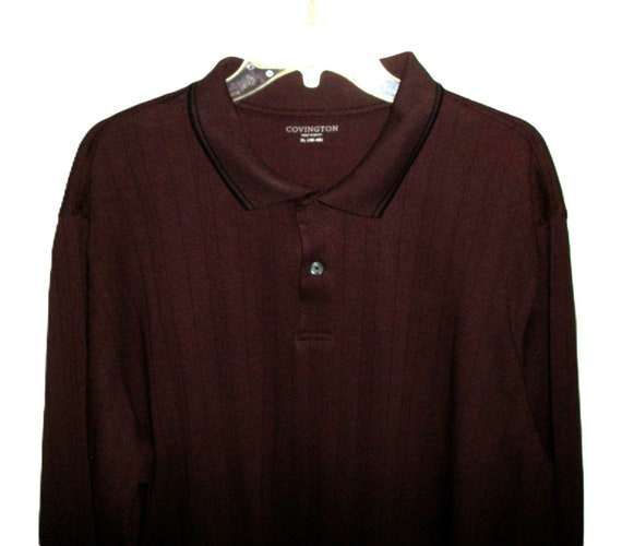Vintage Burgundy Wine Rugby Shirt Long Sleeve Pul… - image 2