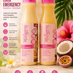 Milagros Hair Emergency Shampoo & Treatment Set | Hair Growth Treatment | Anti Hair Loss | Damaged Hair Repair | 500ml