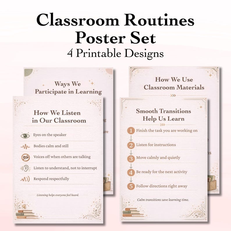 Decroative R Outine Classroom Routines Posters | Printable Classroom Decor | Behavior ...