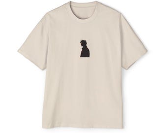 Post Punk Goth Silhouette, 80s Synthwave Retrowave Aesthetic, Gift for Dark Wave Music Lover Oversized T-Shirt