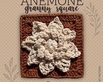 Anemone Flower Granny Square Crochet Pattern