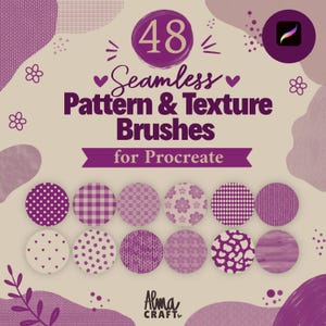 48 Seamless Pattern & Texture Brushes| Procreate Retro Brush Pack