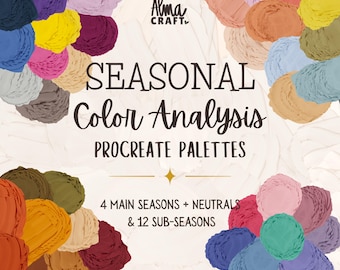 Seasonal Color Analysis Procreate Palettes - 4 Main Seasons + Neutrals & 12 Sub-Seasons