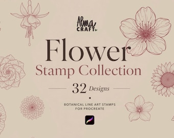 Blumenstempel-Kollektion | 32 botanische Stempel für Procreate