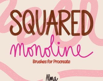 34 Squared Flat Monoline Brushes for Procreate | Textured & Patterned Variations