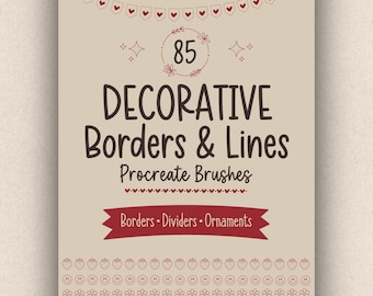 85 Decorative Border Brushes | Dividers, Ornaments & Lines | Procreate Brush Set