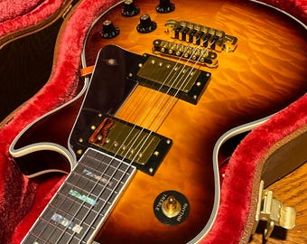 Handmade solid Mahogany LP Custom 70’s electric guitar w/ Gibson case TP6 tailpiece Elixir strings Witch hat knobs Burstbuckers
