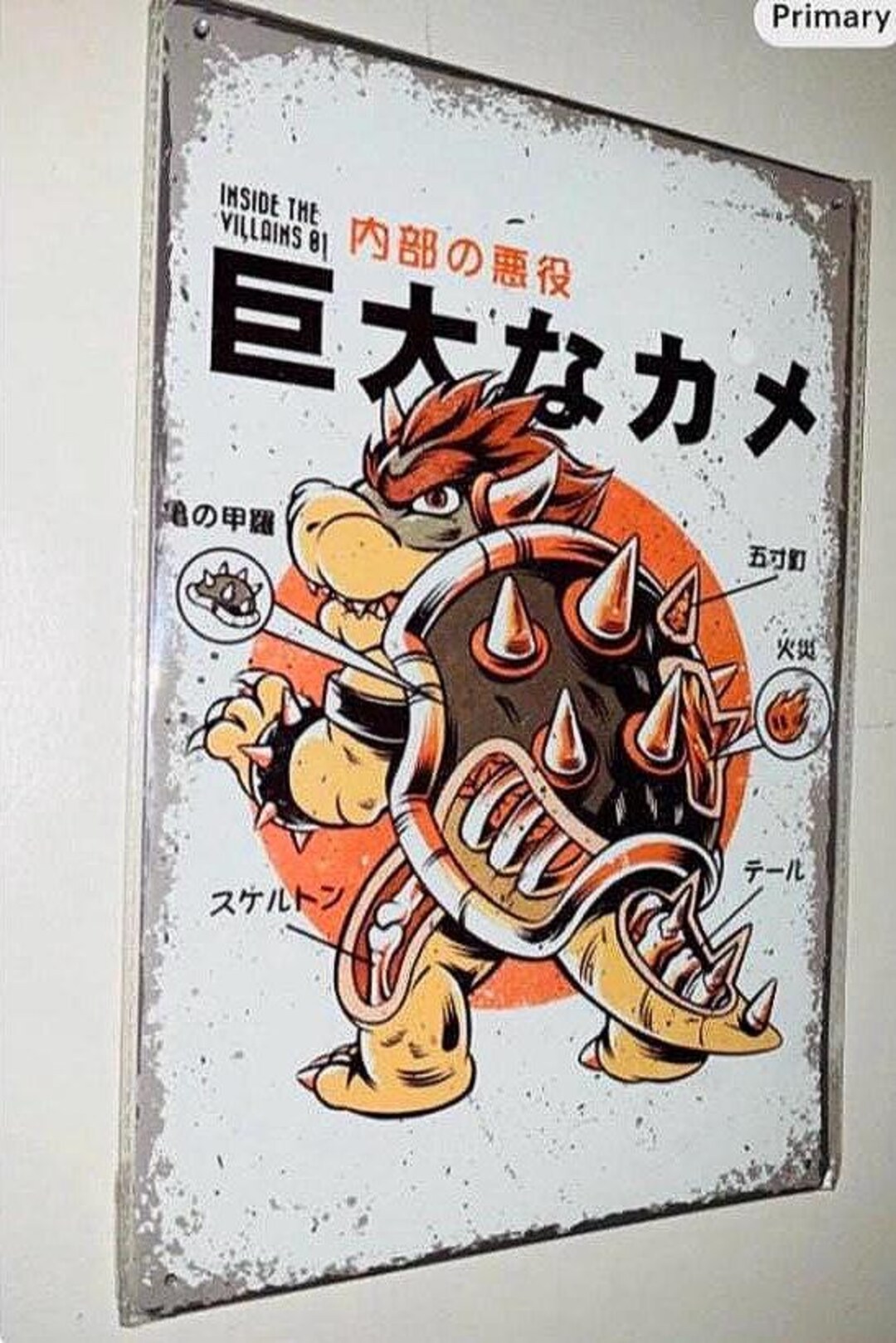 Vintage Japanese Bowser Anatomy Tin Sign: Unique Retro Advertisement ...