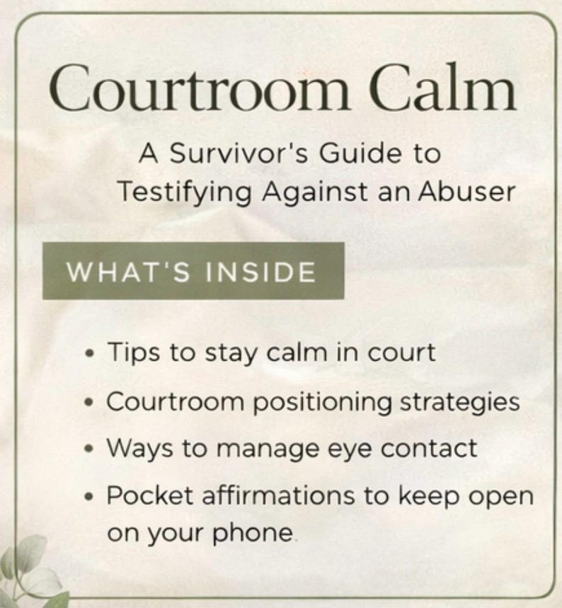 Testify Tips Courtroom Calm: A Survivor’s Guide to Testifying Against an Abuser ...