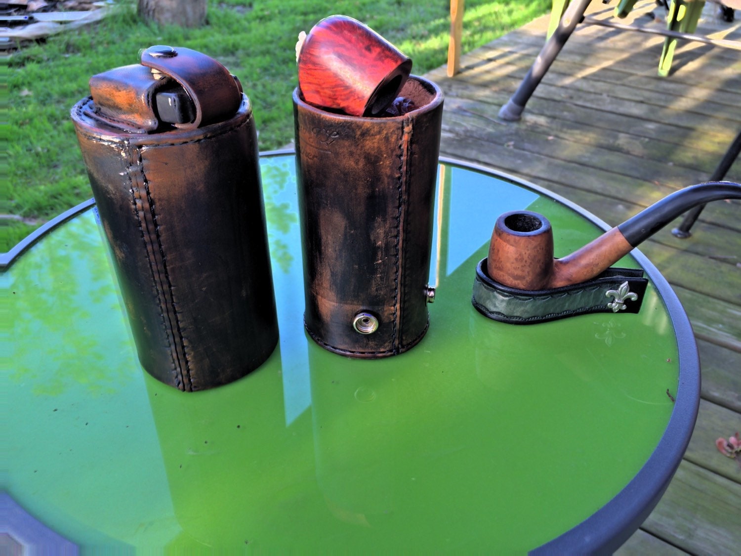 Pipetube Leather Pipe Case With Matching Pipe Stand Handmade in the U.S