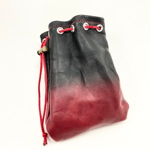Black/red sheepskin leather dice bag