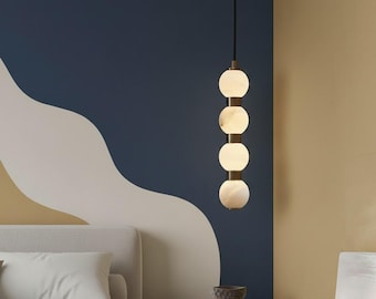 Marble Pendant Light Black Brown LED Hanging Lamp Modern Bedroom Ceiling Fixture