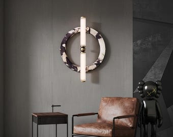 Round Marble Wall Sconce Green White Luxury Vintage Wall Light