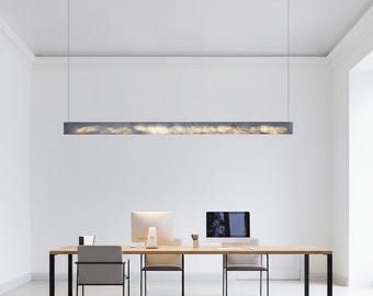 Long Minimalist Chandelier Marble Leather LED Ceiling Light Dining Table Modern Fixture