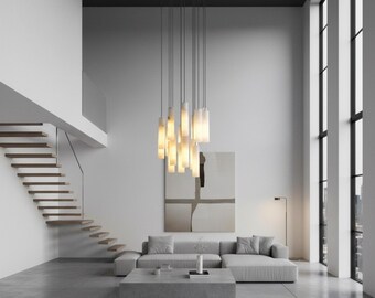 Round Marble Pendant Light Modern Foyer Ceiling Luxury Hanging Fixture